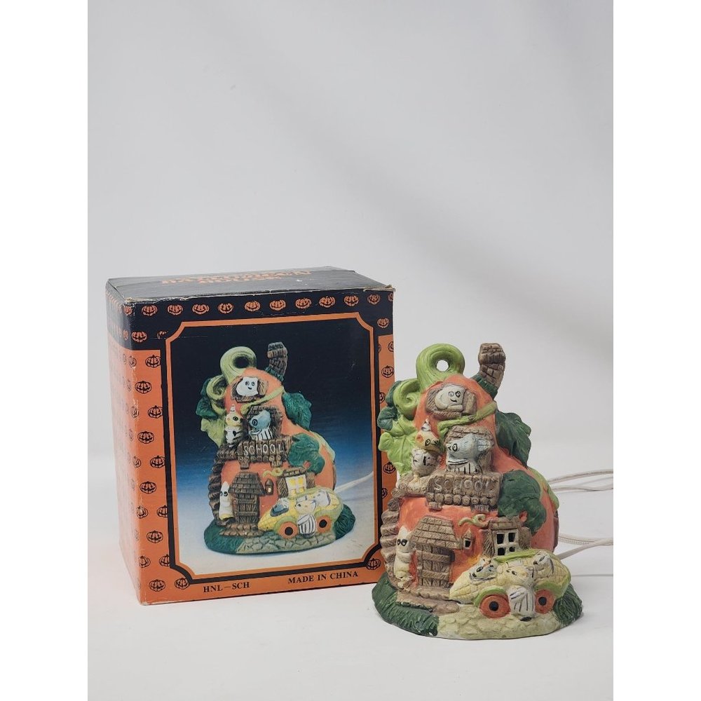 Vintage 1990s Ceramic Halloween Haunted School House‎ Village Building